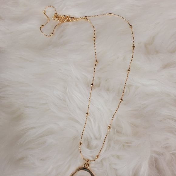 Dried flower boho pendant necklace gold tone - Picture 7 of 7